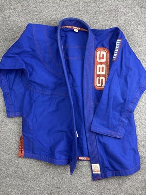 SBG BJJ Gi Jacket Kids Medium Blue Jiu Jitsu Uniform Top Straight Blast Gym