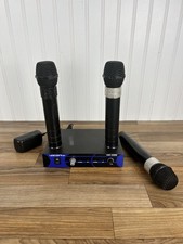 VOCOPRO VHF-3308 DUAL CHANNEL WIRELESS MICROPHONE SYSTEM WITH 3 MICS READ