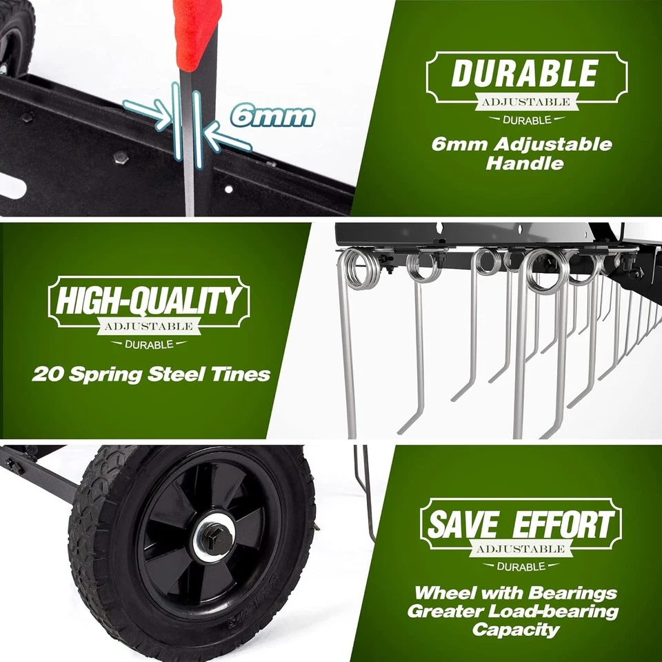 Dientes de acero de resorte ajustables de 40" para el cuidado del patio Foto 3 de 4