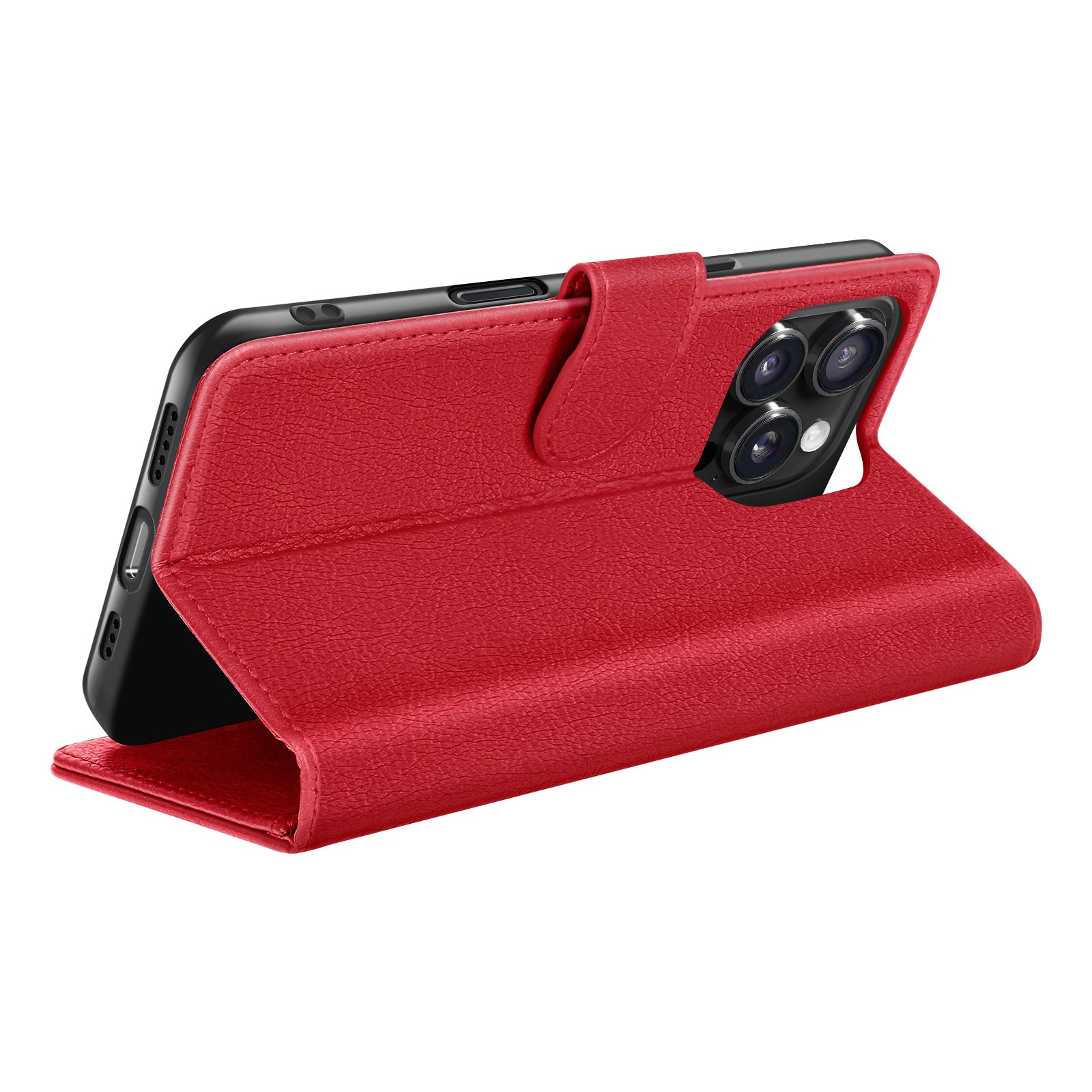 Coque iPhone 16 Pro rouge Zanaé avec rabat portefeuille et support Tab
