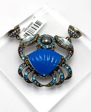 HEIDI DAUS "Charming Crab" Crystal Magnetic Blue Crab Pendant Charm - NWT