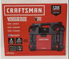 CRAFTSMAN VersaStack Water Resistant Cordless Radio/Charger CMST17510 Bluetooth