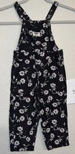 Vintage Baby Oshkosh B Gosh Floral Overalls Size 2T Black With White Flowers