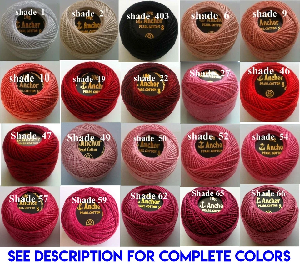 10 Anchor pearl cotton crochet embroidery thread balls size 8 choose colors 85m - Image 2 of 4