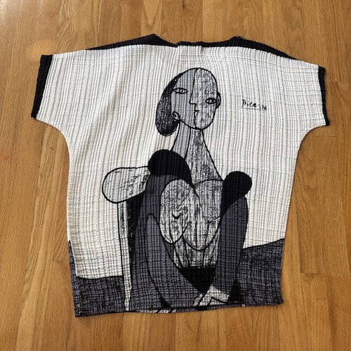 Valentina Shirt Womens One Size Black & White Picasso Textured Art to Wear Artsy - Picture 5 of 6