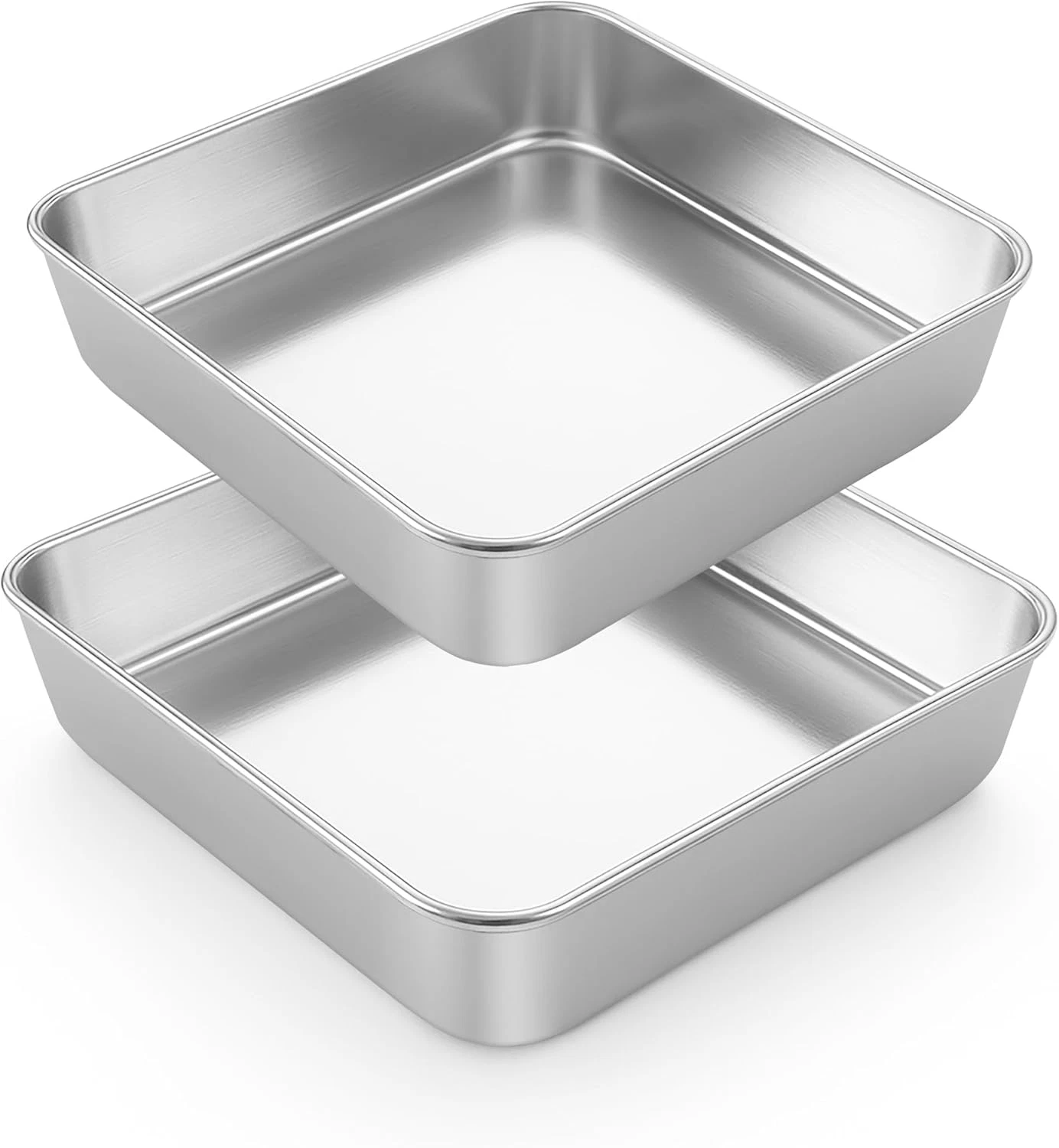 2 Pack 9 X 9 Inch Square Cake Pan, Stainless Steel Baking Lasagna Brownie Bread