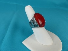 Vintage Sterling Silver and Sponge Coral Ring Size 7