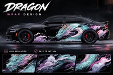 Pastel Japanese Dragon Car Decal Kawaii Door Sticker