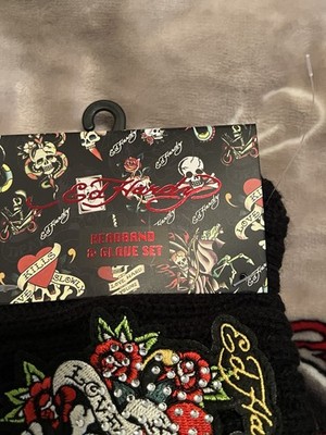 EAGLE製カバーバンド Ed Hardy Women's Love Kills Slowly Headband & Glove Set Black One