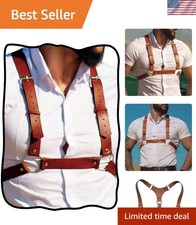 Men's Faux Leather Chest Harness - Brown Rave Body Accessory for Festivals