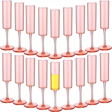 6 oz Acrylic Stemmed Champagne Flutes Unbreakable Plastic Champagne Glasses R...
