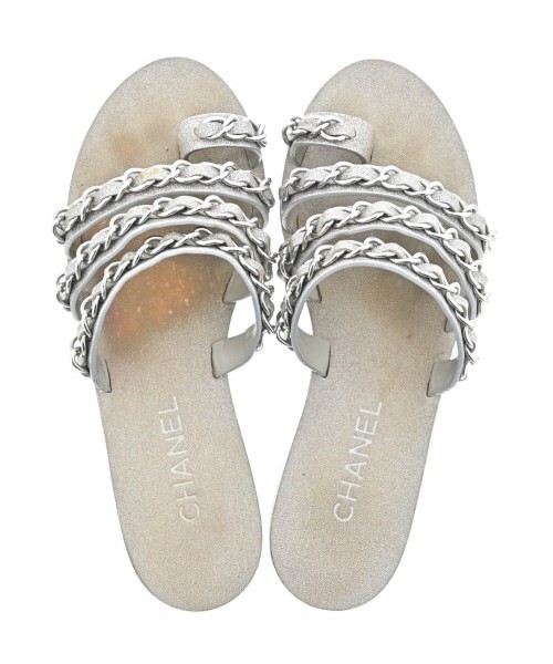 Chanel Vintage Sandals Shoes Silver Size 37.5 US About 7.5 For Women thumbnail 6
