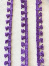 3 Yards Purple Tassel Woven Trim for Sewing/Crafts/Blouses/1/2" Wide