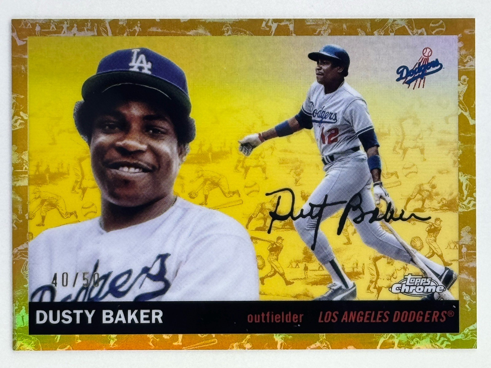 Dusty Baker 2025 Topps Chrome Platinum Anniversary Gold Toile Refractor /50 #391