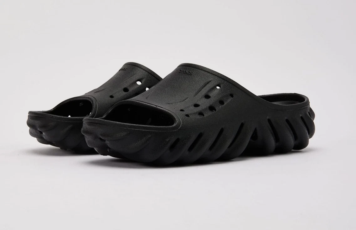 NWB Crocs Echo Slide Black Sandals Slip On Rubber Men's 8 Women's 10 208170-001