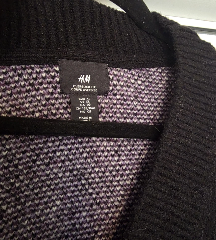 H&M Púrpura 💜 Cárdigan a Cuadros Para Hombre XL Grueso ¡Increíble Estado! ¡Cálido!  Foto 2 de 4