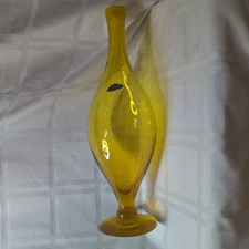 1960's Blenko Glass Lemon Yellow Decanter No Stopper Rare Catalog Number 6528S
