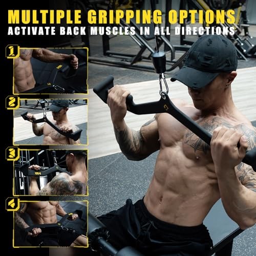  Back Grip LAT Pull Down Bar Set, LAT Pulldown Attachments for Home Gym Bar A