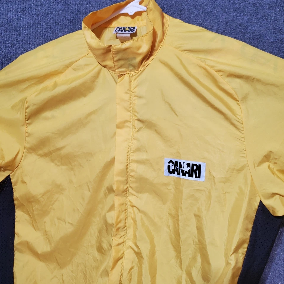 Chaqueta cortavientos vintage Canari ciclismo ligera para hombre mediana amarilla motociclista Foto 3 de 4