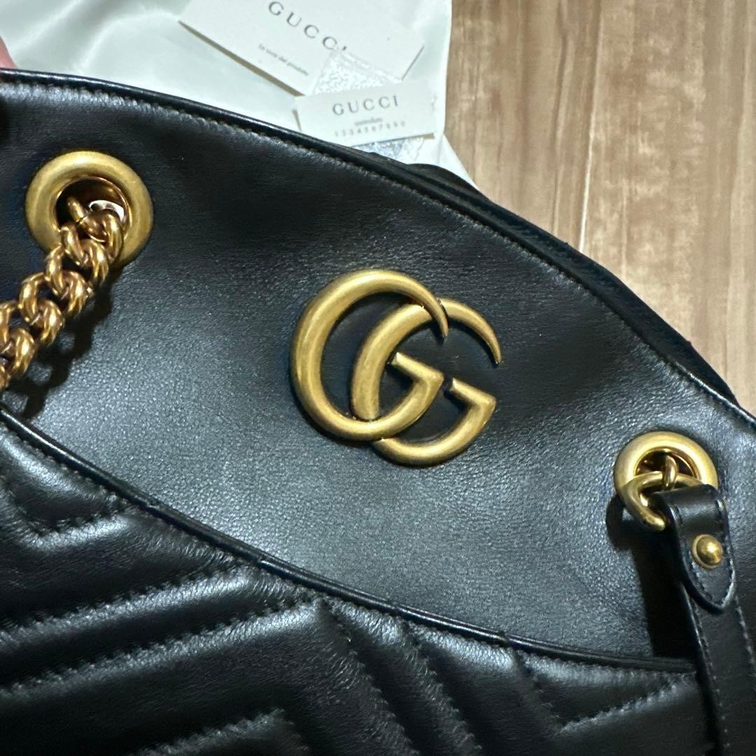 Hardly used Gucci GG Marmont chain tote bag Black leather thumbnail 9