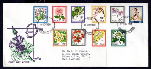 Niue - Copertina primo giorno definitiva fiori e piante 1969
