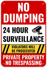 1PC No Dumping Sign Private Property Sign, 13 X 9 Inches - Aluminum - No Illegal
