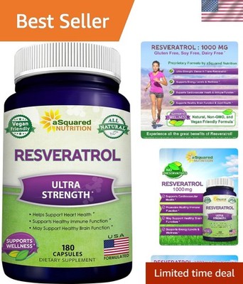 Natural Resveratrol 1000mg - 180 Capsules, Heart Support,