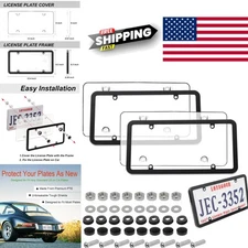 2 Pack Clear License Plate Cover and Frame Universal Fit with Mounting Hardware