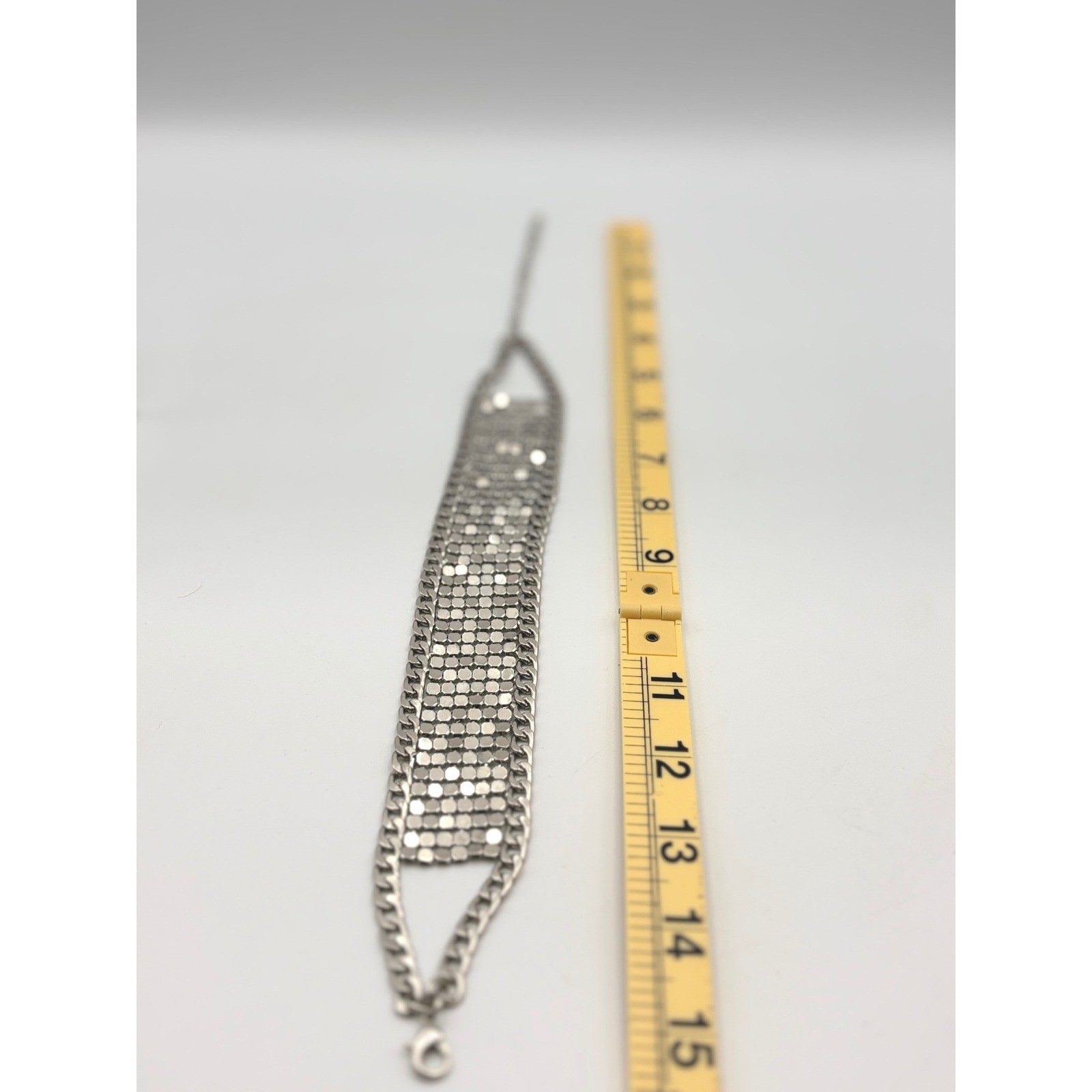 Statement Bib Necklace Silver Tone Mesh Chain Party Choker Costume