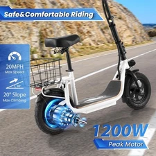 Adult Electric Scooter With Seat 1200W Long Range Commuter Folding E-Scooter