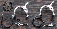 Silver Old School BMX Bike MX Brake Set Levers Cables Calipers Vintage Bicycle