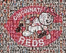 Cincinnati Reds Mosaic Wall Art Over 200 Past Player Image Collage MLB Fan Gift