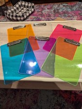 6 Pack Plastic Clipboards Colored Transparent Clear Clip Boards with Low Profile