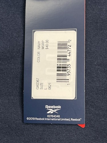 Pantalones de sudor Reebok para hombre talla grande con logotipo mezcla algodón azul dibujo cuerda - Imagen 11 de 11