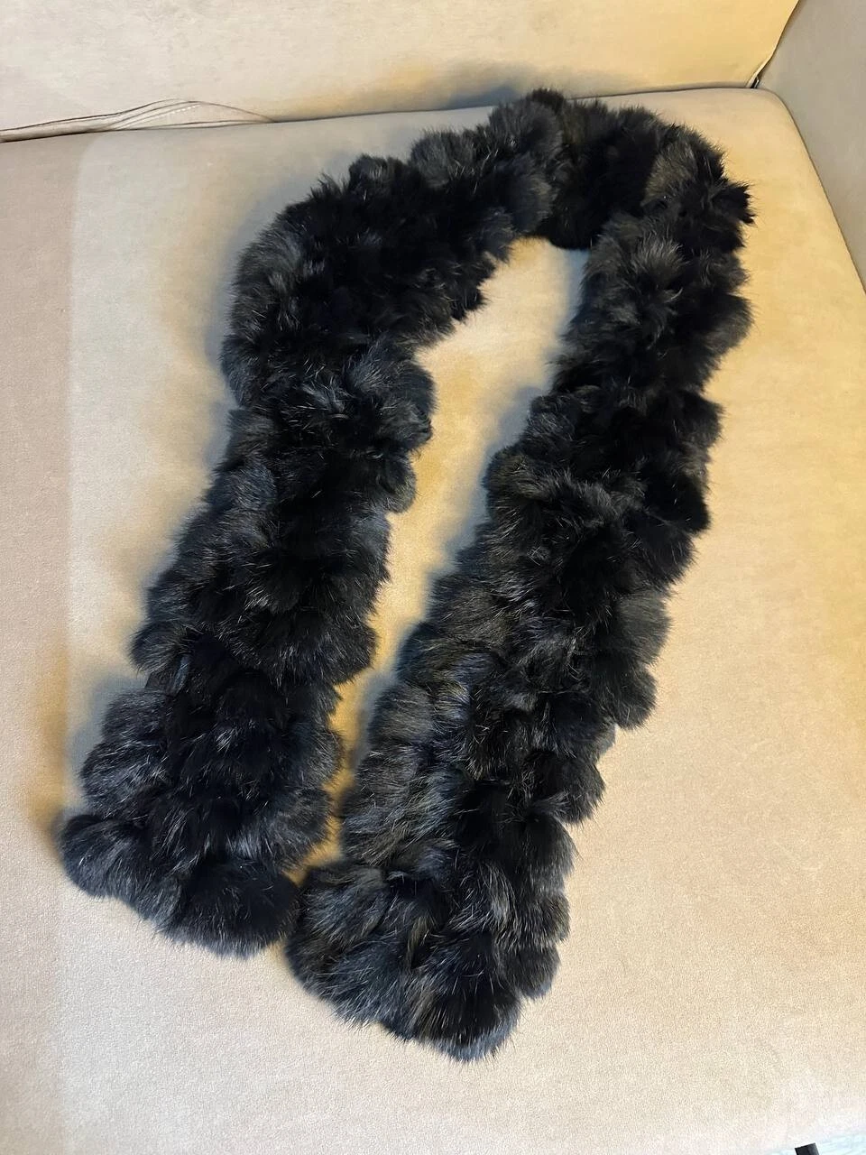 Vintage Real Rabbit Fur Scarf Pom Pom Shawl Scarf Accessory Glam Party Y2K