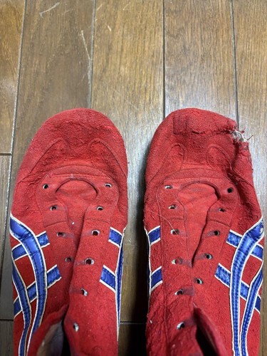 Scarpe da boxe asics Old EX-EO TWR900 wrestling rosso blu US9 (27,0 cm) usate - Foto 4 di 7