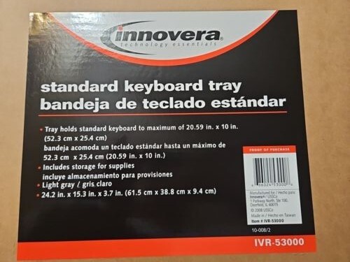 Innovera IVR53010 Under Desk Keyboard Drawer - Standard Size, 3 Height Adjustments, With Wrist Rest & Storage