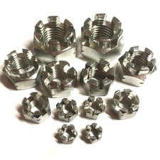5mm 6mm 8mm 10mm 12mm 16mm CASTLE NUTS - A2 Stainless Steel Slotted Nut DIN 935
