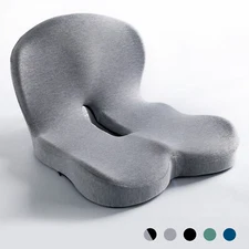 Memory Foam Seat Cushion w/Lumbar Support Pillow for Back & Sciatica Pain Relief