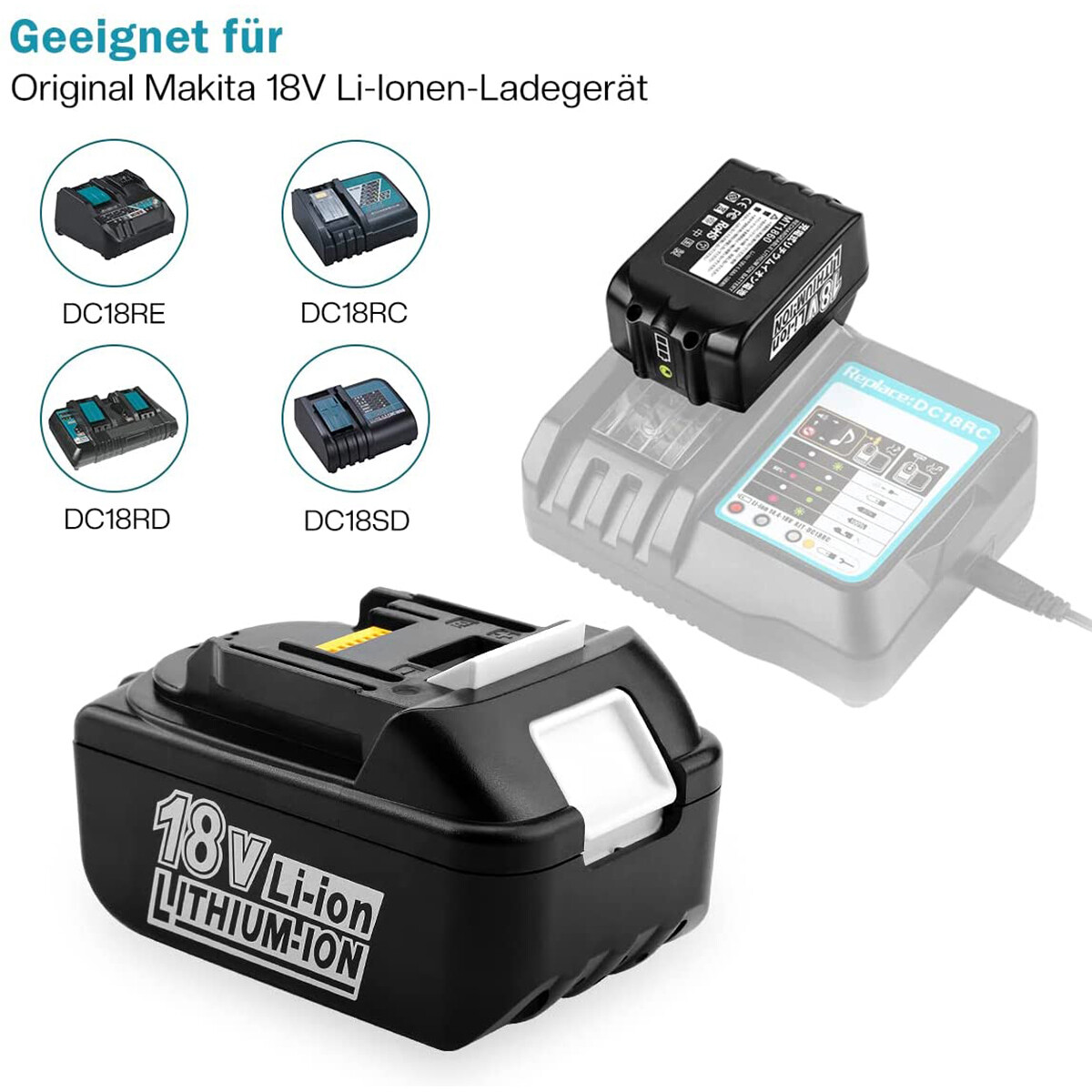 Abeden Ersatz Für Makita Akku 18v 5Ah, 90Wh BL1850B Li-Ion Ersatzakku - Foto 10