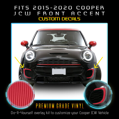 For 2015+ Mini Cooper John Cooper Works Front Bumper Decals - Matte Carbon Fiber