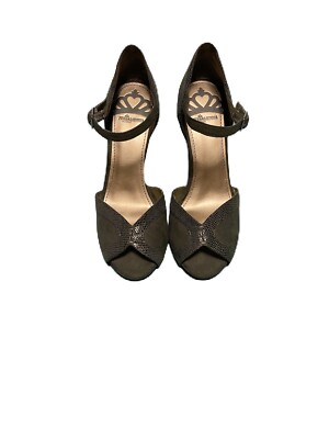 Fergalicious By Fergie Mindy Faux Suede Snake Stiletto Heels Shoes 8.5 Open Toe