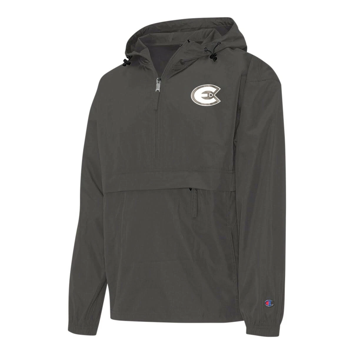 Champion Logo Men's Black Half Zip Windbreaker Jacket
