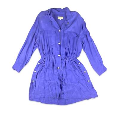 Vintage 80er 90er hell lila Blouson Hemd Kleid silber Knöpfe 14 16