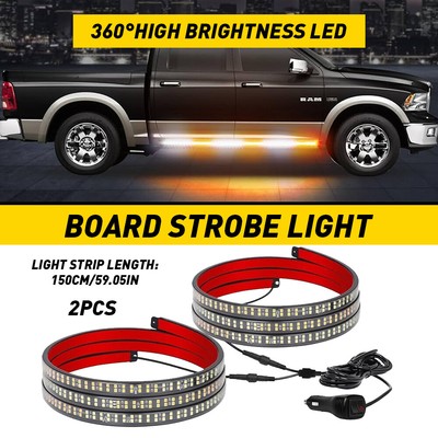 2X 60inch Emergency Truck Strobe Lights Strip LED Running Board Lights Bar US