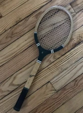 Vintage N J Magnan Corp. Wood Tennis Racket Tournament Model N. Attleboro, Mass