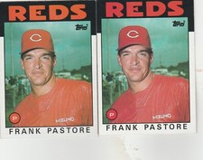 FREE SHIPPING-MINT-1986 Topps #314  Frank Pastore  Reds-2 CARDS