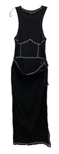 ASOS DESIGN  MAXI DRESS - Black Cotton Knit Sleeveless, White Topstitched 12US