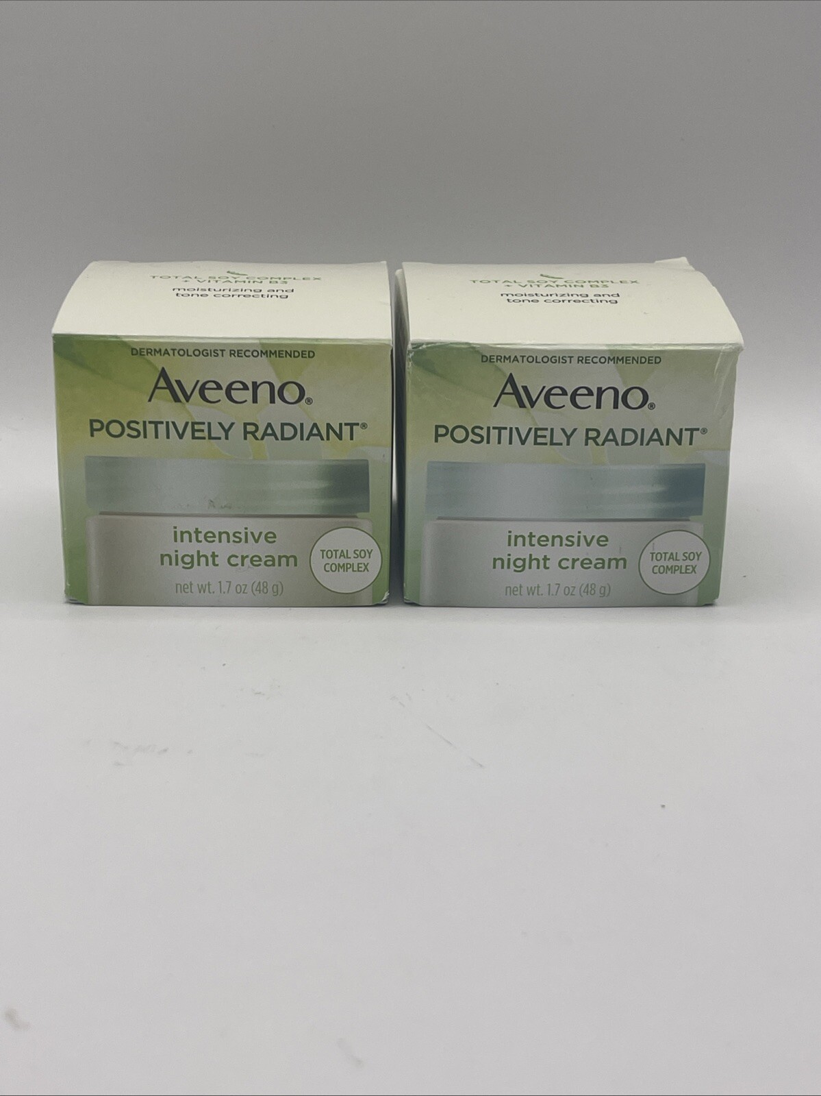 2 PK- Aveeno Positively Radiant Intensive Night Cream 1.7 oz Total Soy Complex