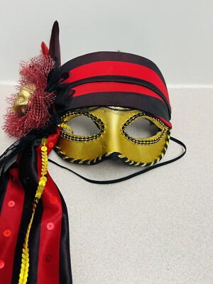 Women's Pirate Mask With Head Scarf Attached Halloween